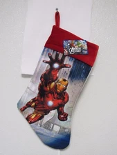 Marvel Avengers Iron Man Assemble White Felt 15" Christmas Holiday Stocking