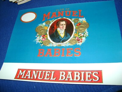 MANUEL BABIES-VINTAGE INNER CIGAR BOX -EMBOSSED LABEL 