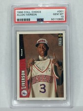 PSA 10 GEM MINT 1996 Allen Iverson ROOKIE RC UPPER DECK Choice #301 SIXERS 76ERS