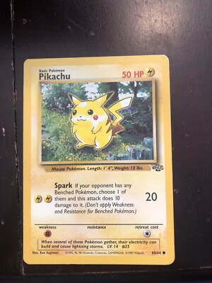 1999 JUNGLE SET - PIKACHU  - #60/64 - POKEMON CARD - RARE! ORIGINAL! Red Cheeks
