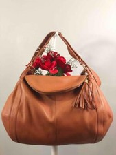 Onna Ehrllch Rachel Brown Pebbled Leather Extra Large Zip Hobo Bag