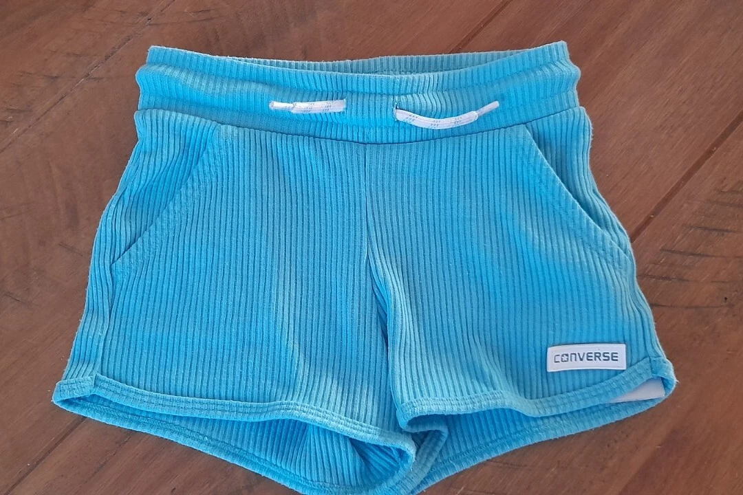 PANTALONCINO CONVERSE CORTO BLU TURCHESE BAMBINA ETÀ 5 ANNI