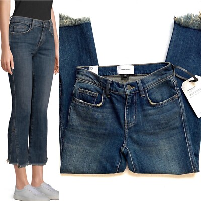 Current/Elliot NWT $248 The Fan Kick Cropped Frayed Hem Jeans Size 23