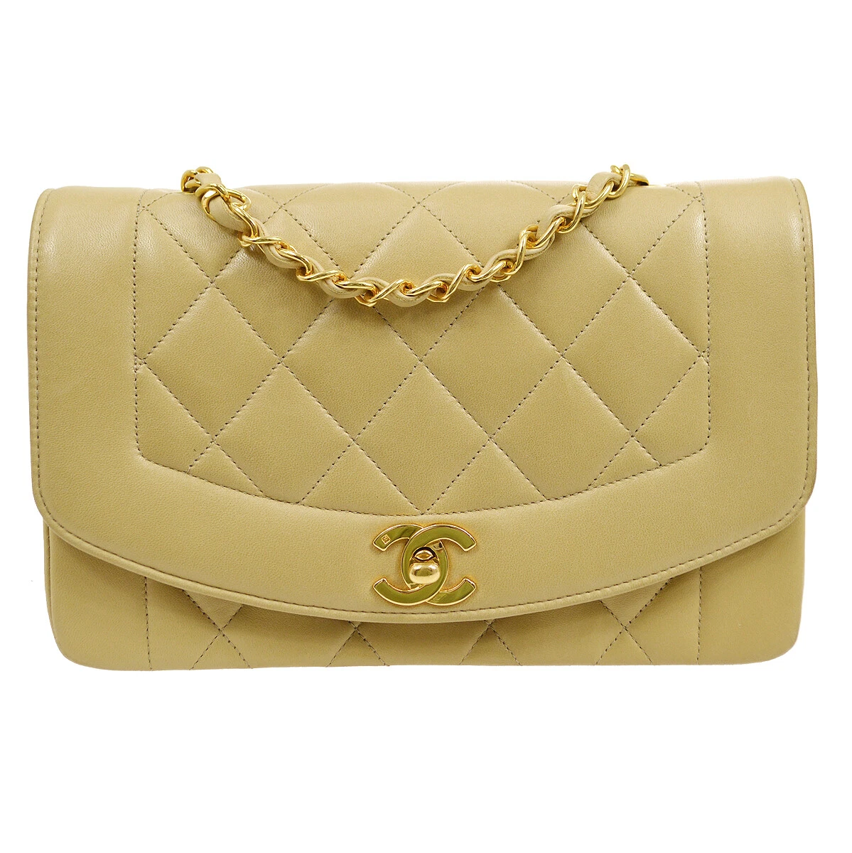 CHANEL Small Diana CC Single Chain Shoulder Bag Beige Lambskin 43279