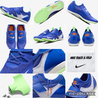 10.5M/12W NEW Nike Pole Vault Elite Track& Field Jumping Spikes Blue/Orange/Lime