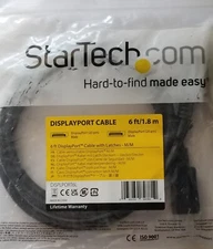 StarTech DISPLPORT6L 6ft DisplayPort Cable with Latches (20-pin) Male/Male