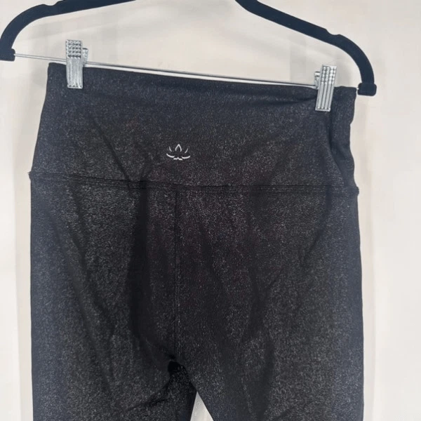 beyond-yoga glitter high rise ankle metallic silver leggings