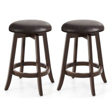 24" Counter Height Stools Set of 2 with 360  Swivel Round Seat  Footrest