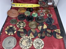 Lot Of Vintage Celluloid Thin Wafer Buttons Carved