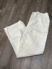 Vintage 90s Petite Sophisticate 100% Linen Pants 8 White Lined Trousers 