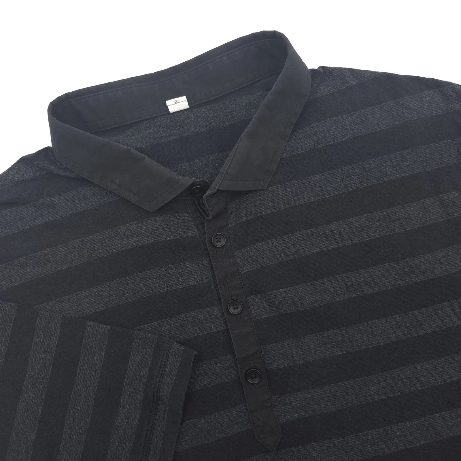 Lululemon Freestyle Polo Shirt Cotton Blend Black/Gray Stripe Large