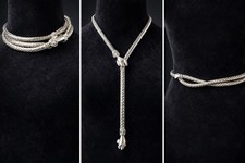 NEW DL Auld Vintage Mesh Snake Necklace Belt Silver Lariat 70s 80s NOS NIP