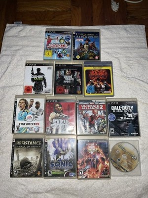 PlayStation 3 Slim Bundle 13 Games 298 GB Sony Console 5 Controls, Race Wheel 