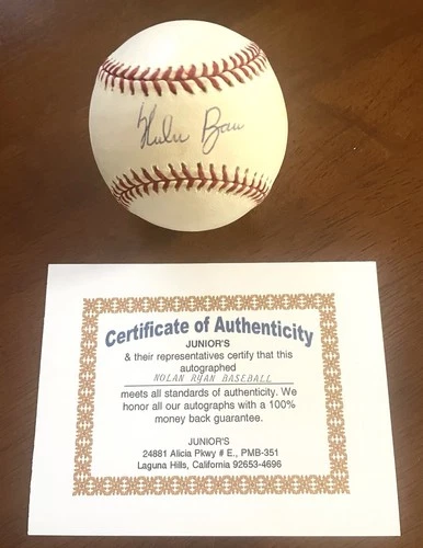 Nolan Ryan Autographed Baseball with Certificate of Authenticity Includes Cube