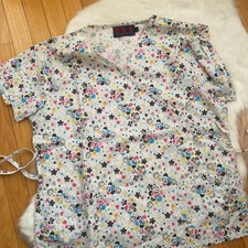 Beverly Hills Uniforms Women's Medical Scrub Top with Colorful Floral Print