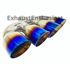 Quad Exhaust Tip Center 2.50 inlet 3.50 Outlet X 15.00 Wide Angle Cut Dual Wall