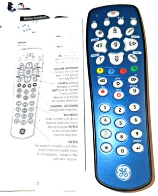 GE TV/DVD 3-Device Universal Remote Control Black Wireless  34932 CL5 7252