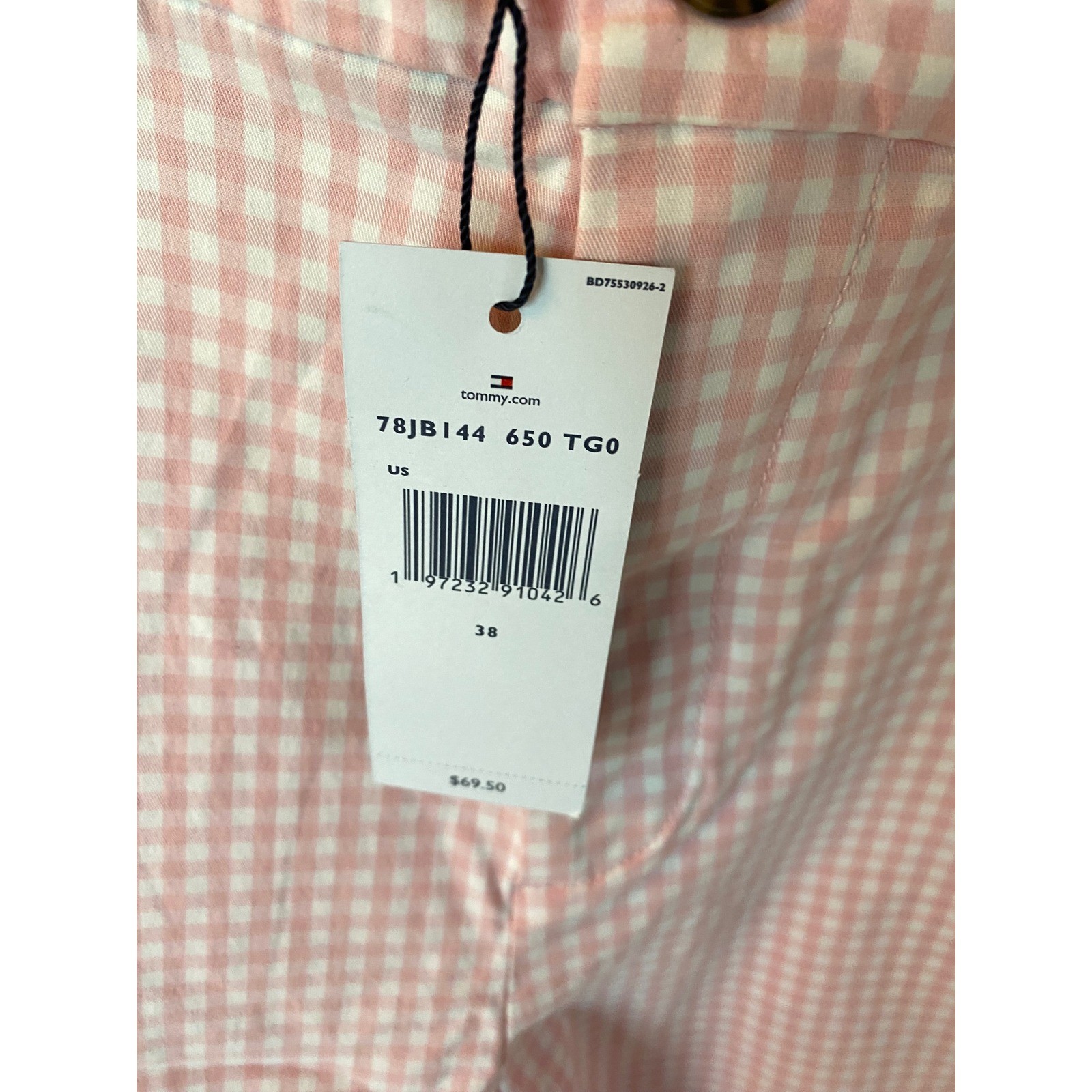 Tommy Hilfiger Men's Gingham Shorts Size 38 Pink White Casual NWT Preppy Casual thumbnail 2