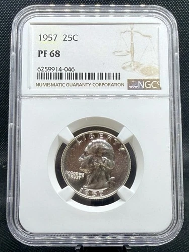 1957 Proof 90% Silver Washington Quarter NGC PF68!
