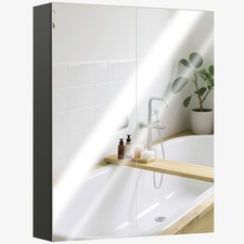 HOMCOM Pensile Bagno 2 Ante con Specchiera e 2 Ripiani Interni 60x15x75cm Nero
