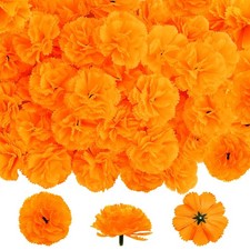 Marigold Flowers Heads Bulk, 50Pcs Silk Marigold Flowers Artificial for Decor...