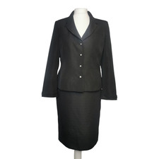 Minuet Suit 10/12 Black Skirt 10  Blazer 12 Textured Smart Formal Work Office