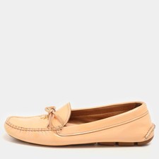 Prada Peach Patent Leather Logo Loafers Size 37