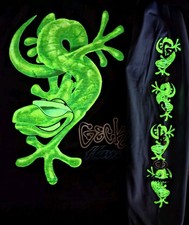 Vtg 90s Gecko Hawaii Shirt NWT XL S  Fits Modern Small Glow in the Dark LS