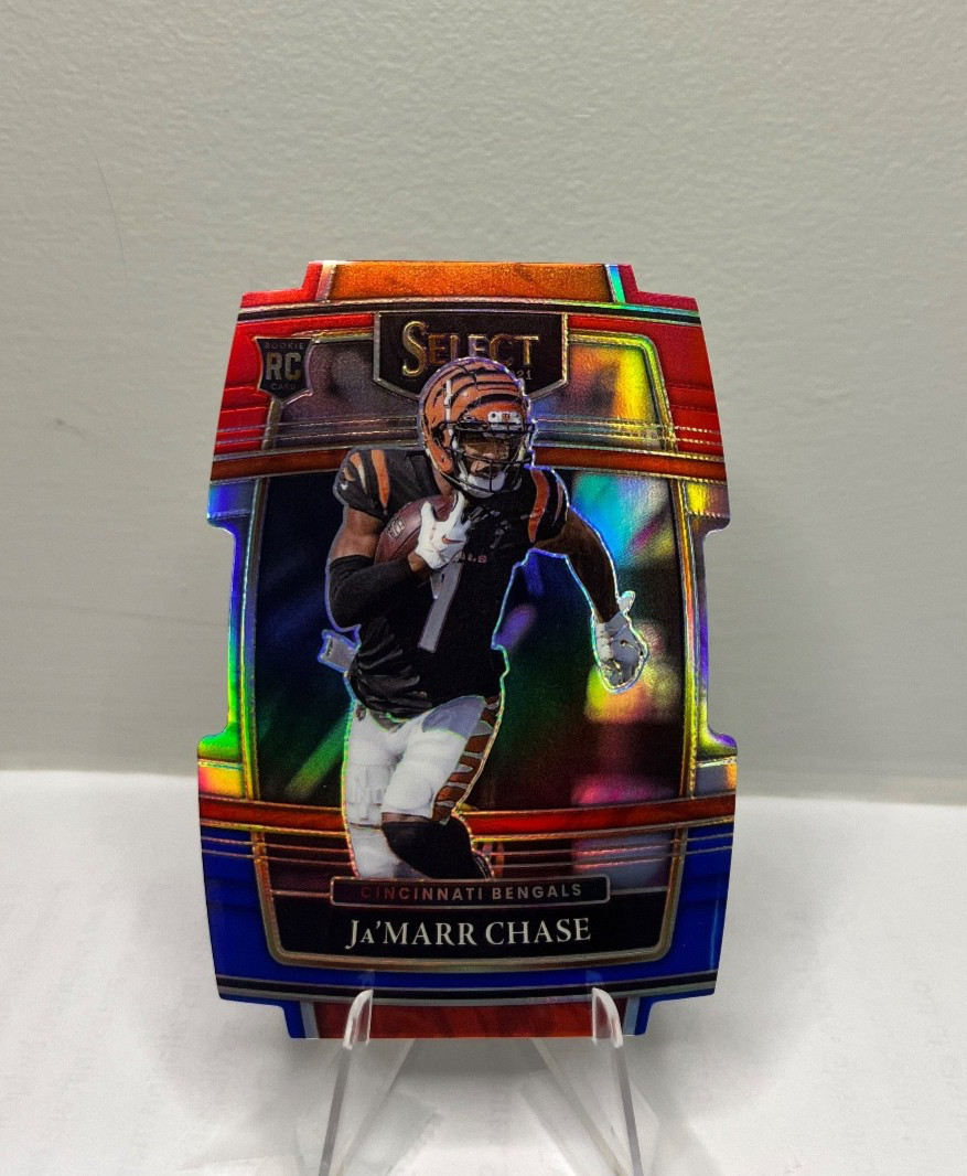 JaMarr Chase 2021 Select #47 Red And Blue Die-Cut Prizm Rookie RC Bengals