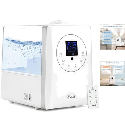 6L Ultrasonic Humidifier: Warm & Cool Mist with Essential Oil Diffuser White