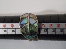 Vintage Leaf Ring Sterling Silver 925 Paua Abalone Shell Inlay Sz 6.75
