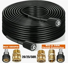 High Pressure Washer Hose 25/50/100ft 5800PSI M22 Power Washer Extension Hose