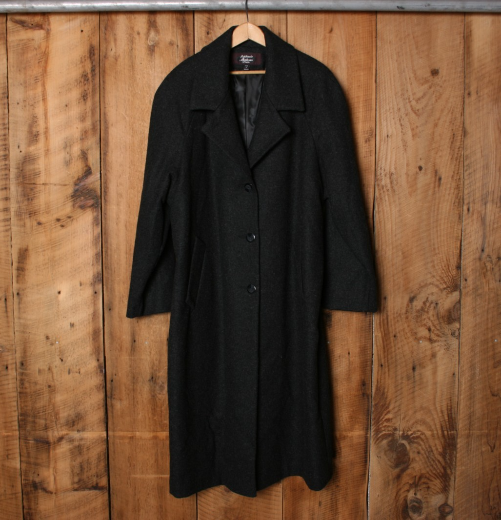 Vintage STEPHANIE MATHEWS Charcoal 100% Wool Coat Overcoat Women's