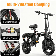 ASKGO 14"Folding Electric Bike for Adults,1500W Peak Motor Ebike, 45 Miles Long