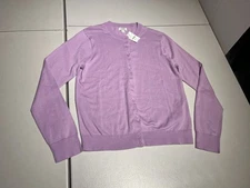J Crew Sweater Women's Large Purple Button  Cardigan Knit Cotton Work Casual Top