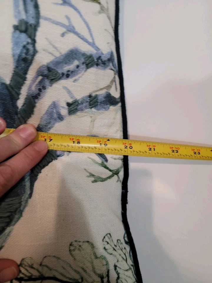 Envogue Coastal Embroidered Crab Coral Shells Linen Feather Filled Pillow 20x20" - Image 4 of 4