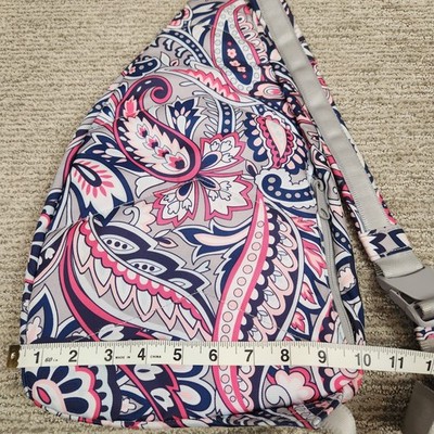 Vera Bradley Reactive Sling Bag Backpack Paisley Gray Pink  display picture 1