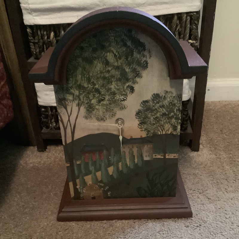 Hand Painted  Landscape Wooden Clock
