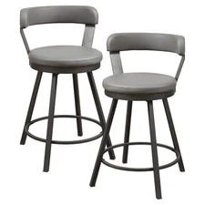 Lexicon Appert Metal Swivel Counter Height Chair in Gray (Set of 2)