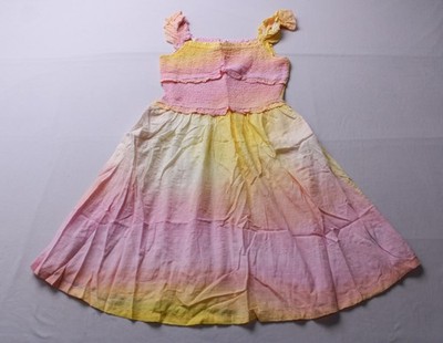 Old Navy Girl's Flutter Sleeve Smocked Fit Dress EJ3 Pink Multi Tie Dye Large 