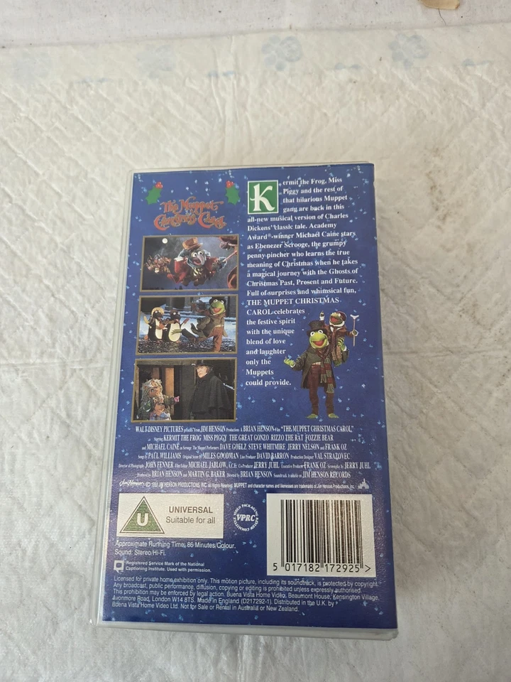 The Muppet Christmas Carol VHS 1993 Jim Henson Walt Disney Pictures untested  - Image 2 of 4