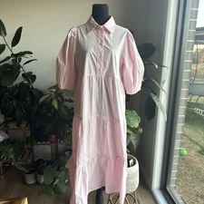 Zjoosh Shirt Dress Size S 100% Cotton Pale Pink Classic Dress RRP $150