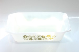 Vintage Pyrex Loaf Pan Spring Blossom Crazy Daisy Green Bread Pan Dish #913