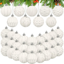 36 Pcs Farmhouse Ball Ornaments Set Distressed Christmas Tree Ornaments Vintage