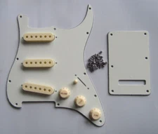 Ivory/Parchment ST SSS Pickguard w/ Aged White Pickup Covers Knobs Tip for Strat