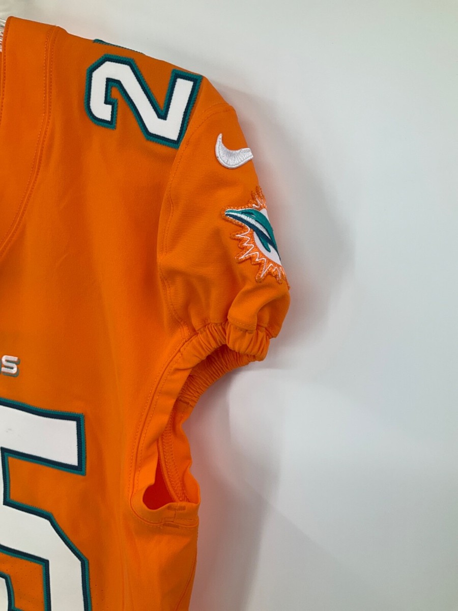 25 XAVIEN HOWARD MIAMI DOLPHINS NIKE GAME USED ORANGE JERSEY SZ-44