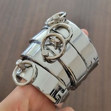 BDSM Stainless Steel Handcuffs Wrist Ankle Cuffs Neck Collar Slave Bondage Set