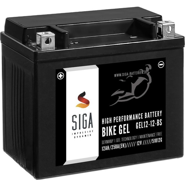 Siga YTX12-BS GEL Motorradbatterie Gelbatterie 12V 12Ah Batterie CTX12-BS 51012-image