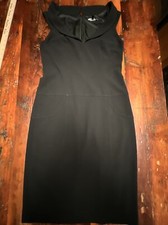 David Meister Sheath Dress Women’s Shaw Collar Lined Black Sleeveless Size 4