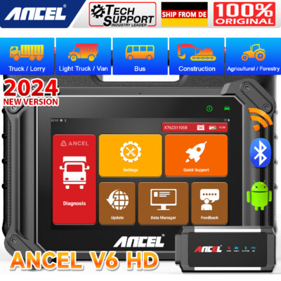 ANCEL V6 HD OBD2 Diagnosegerät Diesel LKW Scanner ECU-Codierung 8'' Bildschirm DE